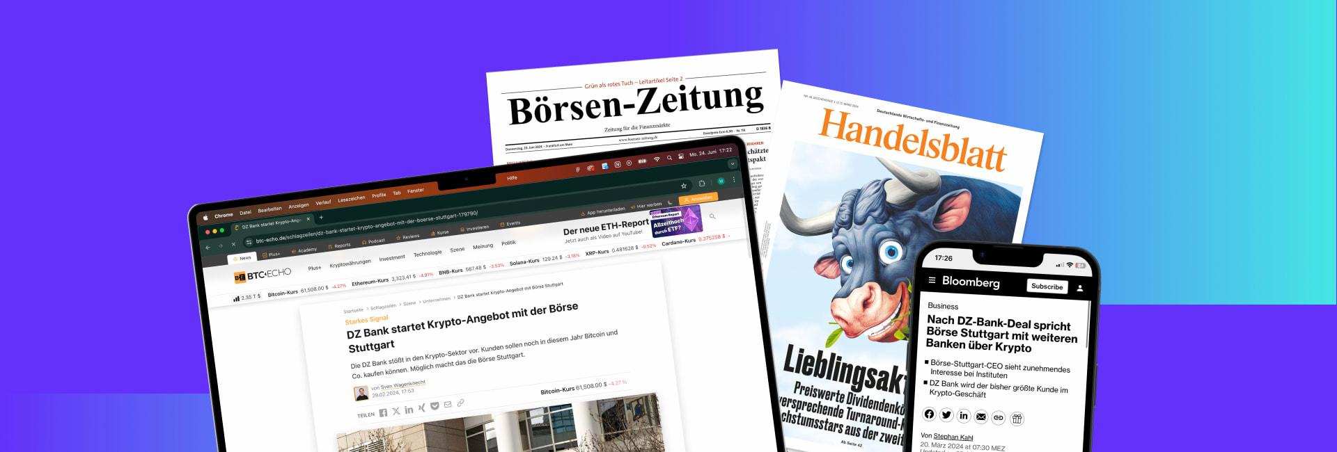 Zusammenarbeit der zweitgrößten Bankengruppe Deutschlands DZ Bank und  Boerse Stuttgart Digital